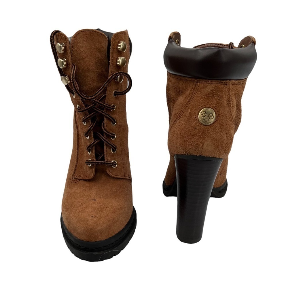 BCBGeneration Brown Suede Maude Lace Up Heeled Ankle Boots Size 6 1/2 Women's